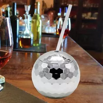 Yousheng 600 мл винный шарик с крышкой, преломляющийся, нежный ретро-дизайн в стиле диско, стакан для питья, товары для вечеринок серебряный