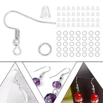 Yousheng 600 шт. крючки для сережек кольца фиксаторы набор аксессуаров для сережек гипоаллергенные крючки для сережек кольца для соединения силиконовые фиксаторы для сережек своими руками серебряный