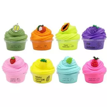 Yousheng 60 мл личи виноградные фрукты пушистые снятия стресса слизь глина пластилин грязь детская игрушка оранжевый