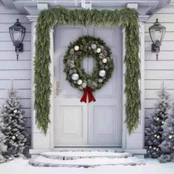 Yousheng 6 футов рождественская кедровая гирлянда искусственная сосновая иголка реалистичная праздничная искусственная кедровая гирлянда для зимнего декора каминной полки входной двери B