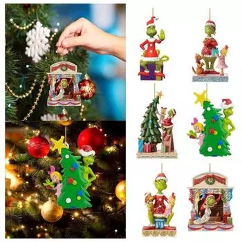 Yousheng 6 шт. акриловая подвесная подвеска с четким печатным рисунком, мультяшный очаровательный дизайн, создающий атмосферу, украшения для рождественской елки 1 Set B