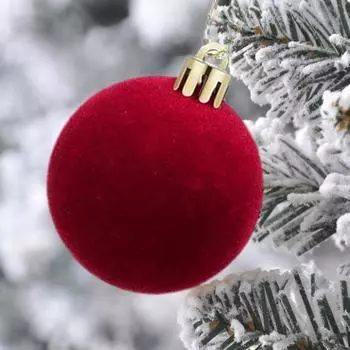 Yousheng 6 шт. бархатных рождественских шаров, флокированные рождественские елочные шары, красные подвесные шары для вечеринки, детского душа, домашнего декора 6 cm