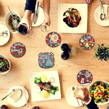 Yousheng 6 шт. DIY алмазная роспись подставка набор снеговик Санта-Клаус рождественская тематика 5D алмазная роспись стеклянная подставка