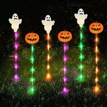 Yousheng 6 шт. Хэллоуин солнечные фонари колышки жуткие меняющие цвет лампы с 8 режимами водонепроницаемые светодиодные декоративные огни для дорожек двора газон A 1