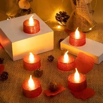 Yousheng 6 шт., лампа-свеча, реалистично выглядящая, бездымная, пластиковая, мерцающая, на батарейках, электронные поддельные свечи для дома золотистый