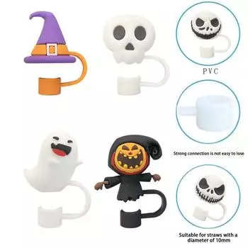 Yousheng 6 шт. милый колпачок для соломинки в виде привидения 3D Хэллоуин соломенная заглушка крышка силиконовая пылезащитная соломинка наконечники крышки стакан аксессуары для бутылки с водой 6pcs