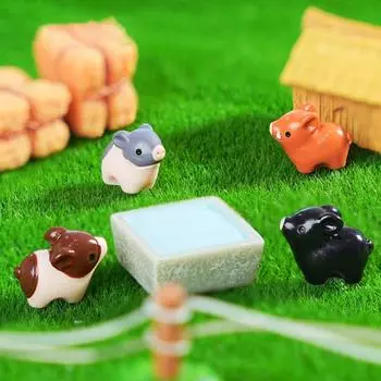 Yousheng 6 шт. Миниатюрная фигурка свиньи из смолы, украшение в виде свиньи, декор для кашпо, мультяшная статуэтка мини-свиньи для мха, микроландшафт, садовые аксессуары для фей 6pcs
