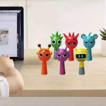Yousheng 6 шт., мультяшный музыкальный игровой персонаж, фигурка, ПВХ, статуэтка, скульптура, игрушка, настольное украшение, подарок для детей и взрослых, фанатов игр Sets