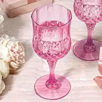Yousheng 6 шт. набор пластиковых бокалов для вина с имитацией ромбовидной текстуры розовые пластиковые бокалы для коктейлей для шампанского 90 мл многоразовые небьющиеся стаканы без бисфенола А 6pcs