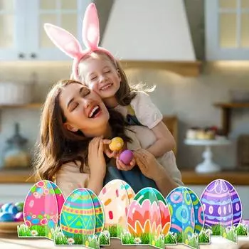 Yousheng 6 шт. пасхальных украшений для яиц, бумажные цветные яйца, настольный декор, стоящее яйцо, центральное украшение для пасхального ужина, вечеринки, весенних мероприятий, принадлежности 6pcs