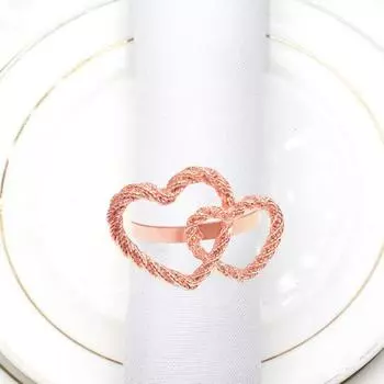 Yousheng 6 шт. пряжки для салфеток двойные кольца для салфеток в форме сердца для выпускных вечеринок скрученная текстура многоразовые золотые декоративные держатели для салфеток розового золота