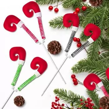 Yousheng 6 шт. рождественские эльфийские ножки-спицевые украшения для елки плюшевые полосатые эльфийские ножки-спицевые украшения для верхушки елки для праздничного декора