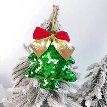 Yousheng 6 шт. Рождественские елочные украшения в форме дерева подвеска с блестками с бантом для рождественских елок стен дверей вечеринок свадебных декоров 6pcs