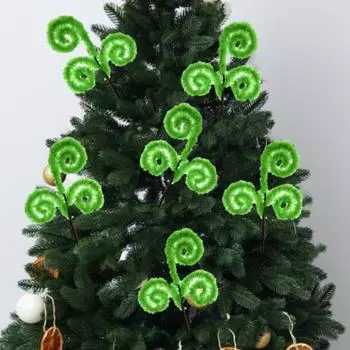 Yousheng 6 шт. Рождественские елочные украшения зеленая пушистая спиральная вьющаяся верхушка для рождественской елки украшение для венков цветочные композиции праздничный декор зелёный