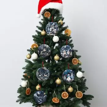 Yousheng 6 шт. Рождественское украшение Санта-елка Снежинка акриловый кулон 2D плоский подвесной декор для рождественской елки торговый центр офис отель 6pcs