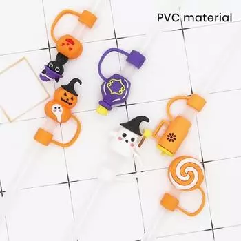 Yousheng 6 шт. силиконовые колпачки для соломинок Ghost 10 мм, многоразовые пыленепроницаемые крышки для тыкв, набор для украшения чашек, вечеринок, соломенных чехлов на тему Хэллоуина