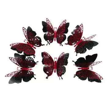 Yousheng 6Pcs/Set 3D Butterfly Wall Sticker Removable Adhesive Double Layers Butterfly Wall Art Decorative Decal Home Office Living Room B