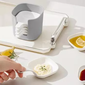 Yousheng 6 шт./комплект блюд для приправ с полкой для хранения, пищевые тарелки для соусов, легко моются, универсальные блюда для приправ для дома, ресторана, пикника 1 Set