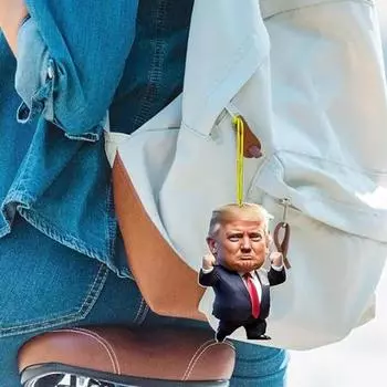 Yousheng 6Pcs Trump Christmas Car Pendant Funny Trump Ornaments Car Rearview Mirror Hanging Pendant Bag Key Charm Home Decoration 6pcs