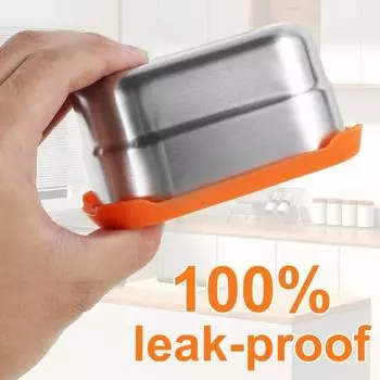 Yousheng 720ml Stainless Steel Bento Lunch Box for Kids Leak-Proof Silicone Lid Stackable Metal Snack Sauce Containers Portable Crisper Box оранжевый