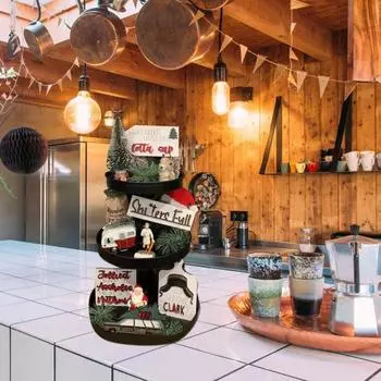 Yousheng 7-элементный многоярусный набор декоративных подносов, деревенские деревянные знаки для Рождества, Хэллоуина, настольные знаки, украшения для осенне-зимнего праздника, домашний декор A