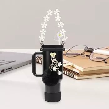 Yousheng 7 шт./комплект цепочка для чашки аксессуары для украшения чашки мультяшный цветок безопасная петля пряжка соломенная крышка подставка для бутылки с водой подвеска набор украшений жёлтый