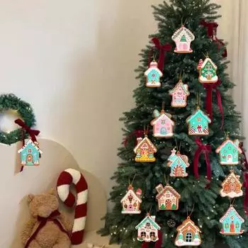 Yousheng 8/15/16 шт. рождественские украшения для приготовления пищи пряничный домик человечек подвесное украшение праздничное дерево подвеска для домашнего камина окно декор A