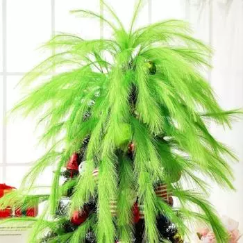 Yousheng 8/30Pcs Red Green Furry Curly Stems Xmas Tree Pampas Grass Decor Realistic Looking Tree Picks Topper with Red Glitter Berry Balls 8pcs