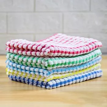 Yousheng 8 шт./компл. хлопковые кухонные полотенца для мытья посуды, быстросохнущие, с превосходной впитываемостью, тряпки для мытья посуды, клетчатый принт, одежда для уборки 8pcs