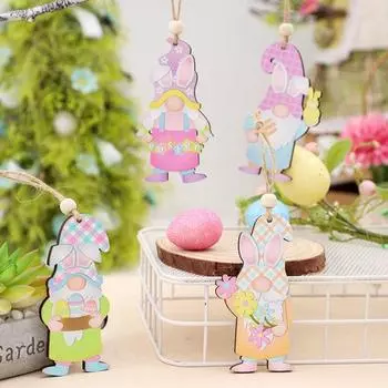 Yousheng 8 шт. пасхальные деревянные украшения в виде гномов, дверной знак в виде кролика, пасхальное подвесное украшение для фермерского дома, принадлежности для весенней вечеринки 8pcs