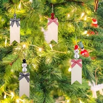 Yousheng 8Pcs Christmas Stocking Hanging Tags Wooden Name Tags Snowman Bead DIY Sign Ornament for Tree Stockings Home Decor 8pcs