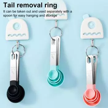 Yousheng 8Pcs Measuring Spoon Set Stainless Steel Measuring Spoons with Embedded Scale for Precision Cooking Home Restaurant Bakery Use серый