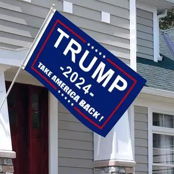 Yousheng 90x150 см Флаг Трампа 2024 года Сохраните Америку великой Флаг Трампа Большой Аккуратно Сшитый Синий Флаг Предвыборной Кампании Президента США синий