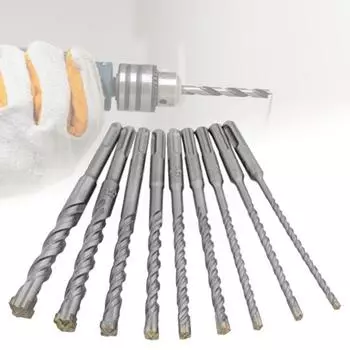 Yousheng 9 шт./компл. 4 мм-12 мм сверла широкого применения, высокая твердость, твердый сплав, электрический молоток SDS Plus, сверло для мастерской 9pcs