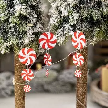 Yousheng 9 шт. рождественские украшения из конфет красные и белые круглые конфеты подвесные украшения рождественские конфеты подвески для рождественской елки домашняя вечеринка A