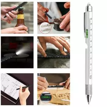 Yousheng 9-в-1 Многофункциональная ручка-инструмент со светодиодной подсветкой Компактный дизайн Портативные отвертки Открывалка для бутылок Многофункциональная ручка-инструмент Гаджет чёрный