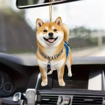 Yousheng Acrylic Dog Pendant with Lanyard Easy to Hang Lightweight Sturdy Long-Lasting Use Adorable Puppy Hanging Ornament Dog