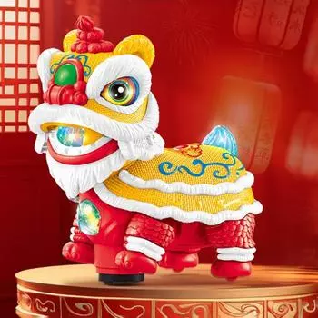 Yousheng электрическая танцующая игрушка лев со светодиодной подсветкой и музыкой, автоматическое преодоление препятствий, трясущаяся голова, мультяшная игрушка лев для малышей, мальчиков и девочек, подарок красный