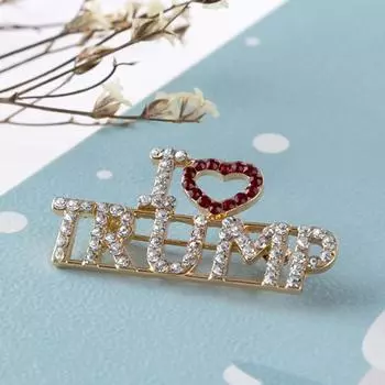 Yousheng American President Name Brooch Zinc Alloy Sweater Backpack Hat Decoration Rhinestone Flag Letter Pin Men Women Clothing Accessories