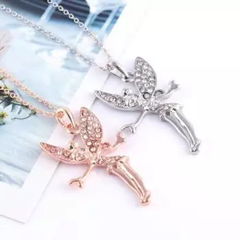Yousheng Angel Girl Wing Charm ожерелье с блестящими стразами инкрустированное ожерелье с подвеской не выцветает яркое цветное ожерелье с подвеской ювелирный подарок розового золота