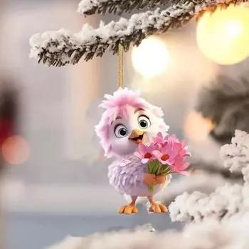 Yousheng Animal Рождественское украшение 2D Плоский акриловый мультяшный кулон с изображением животных, подвесное украшение для рождественской елки, автомобильный декор коричневый