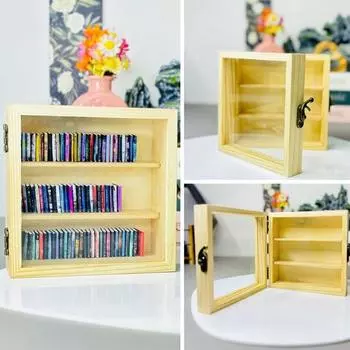 Yousheng Anxiety Bookshelf Toy Деревянный миниатюрный книжный шкаф с моделями мини-книг, избавляющий от беспокойства, миниатюрное украшение для книжной полки для домашнего офиса S
