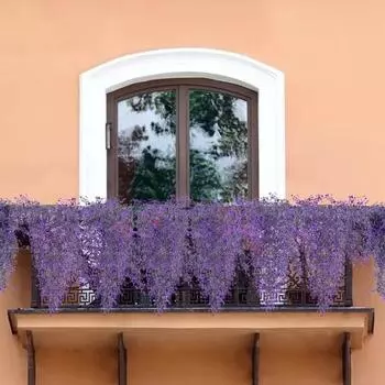 Yousheng Artificial Hanging Flowers for Outdoors UV Resistant Fake Vines with Flowers Weatherproof Realistic Faux Flowers for Hanging Basket Porch 1pc фиолетовый