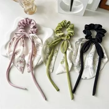 Yousheng атласные резинки для волос для женщин и девочек, держатель для хвоста, эластичная длинная лента, декор в виде банта, длинная вьющаяся тонкая резинка для волос, аксессуары для волос фиолетовый