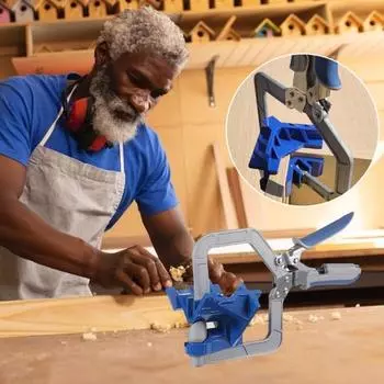 Yousheng Автоматически регулируемые угловые зажимы 90 градусов Угловые зажимные инструменты Простота использования Эргономичный дизайн Многофункциональные инструменты для деревообработки синий