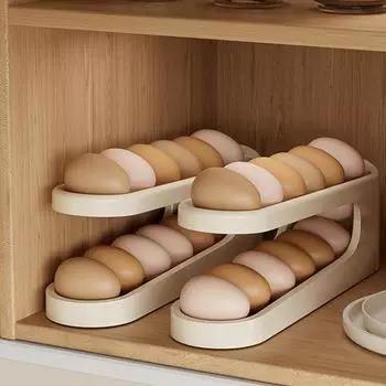 Yousheng автоматический вращающийся держатель для яиц холодильник органайзер для яиц большой емкости прозрачный двухслойный диспенсер для яиц