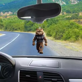 Yousheng Автомобильное зеркало заднего вида, украшение в виде милого кота, подвесное украшение на рождественскую елку, акриловый декор для рождественской елки, аксессуары для салона автомобиля A