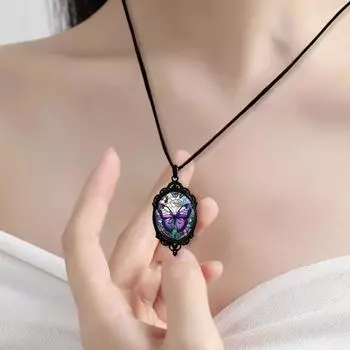Yousheng бабочка кулон ожерелье для женщин ретро сплав фиолетовая бабочка подвеска ожерелье женское ювелирное изделие подарок для свиданий повседневная одежда фиолетовый