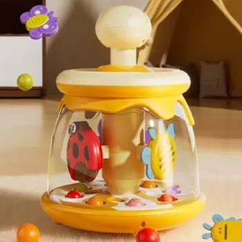 Yousheng Baby Press Toy Press Spin Baby Toy Симпатичная игрушка в форме насекомого с верхней ручкой, вращающийся мяч, прыгающий, развивающая координацию рук и глаз для детей жёлтый