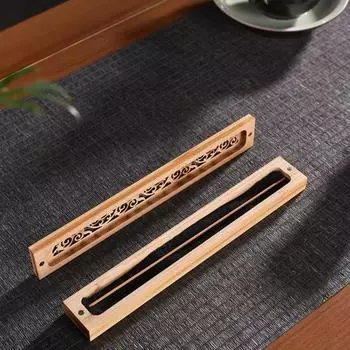 Yousheng Bamboo Incense Box Retro Incense Burner Carved Incense Stick Holder Ash Catcher for Meditation Sleep Stress Relief Tea Room Decor L